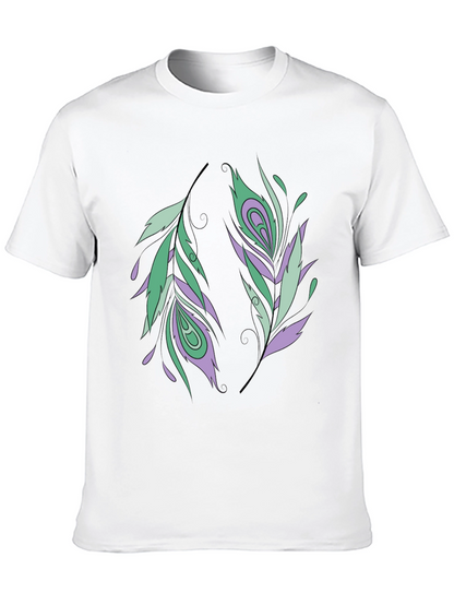 Feather Design Black T-Shirt