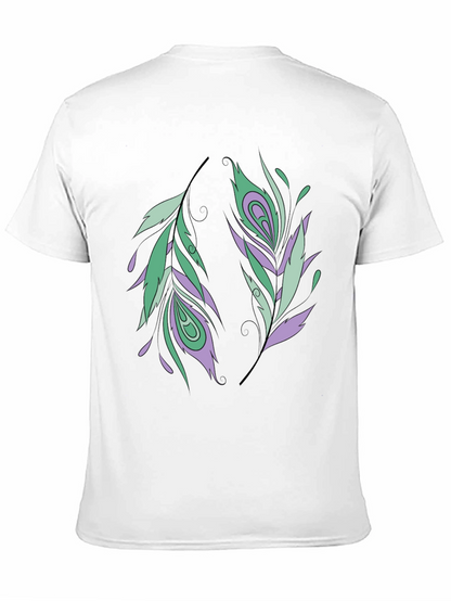 Feather Design Black T-Shirt