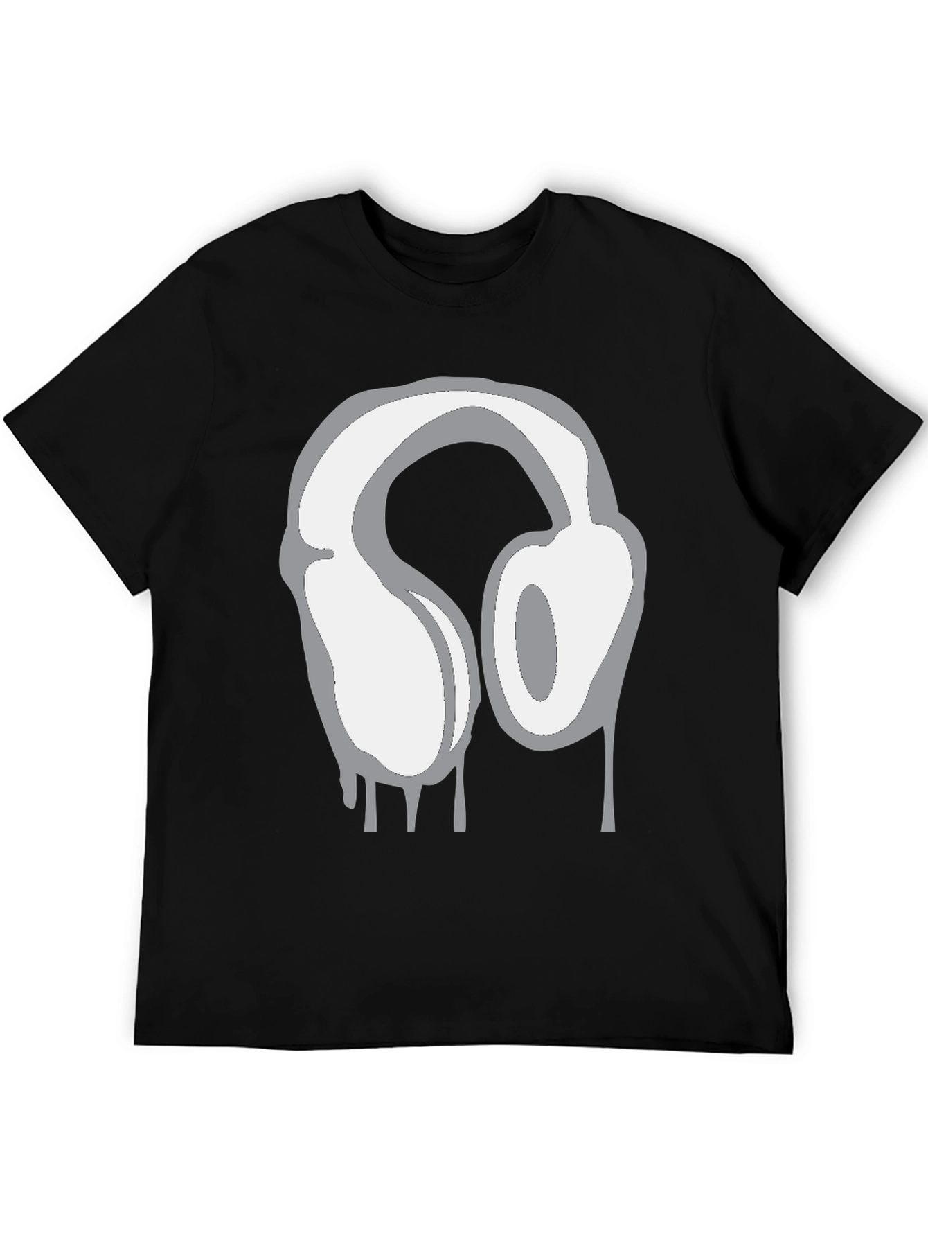 Urban Style Headphones Drip Graphic Tee - Black