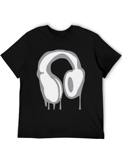 Urban Style Headphones Drip Graphic Tee - Black