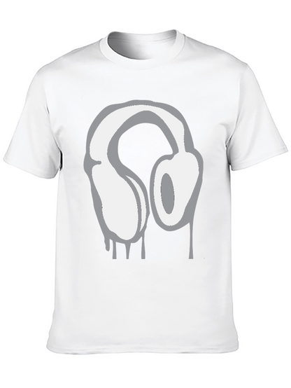 Urban Style Headphones Drip Graphic Tee - Black