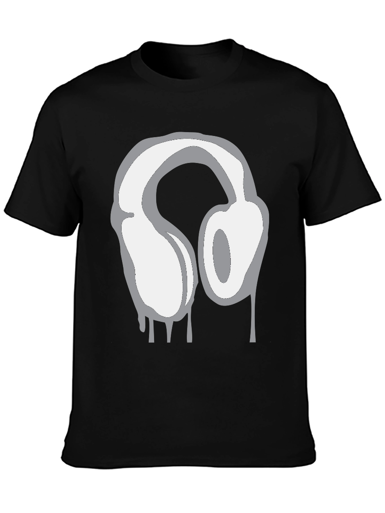 Urban Style Headphones Drip Graphic Tee - Black