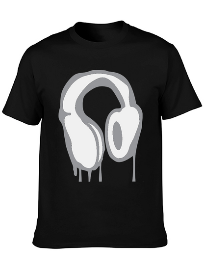 Urban Style Headphones Drip Graphic Tee - Black
