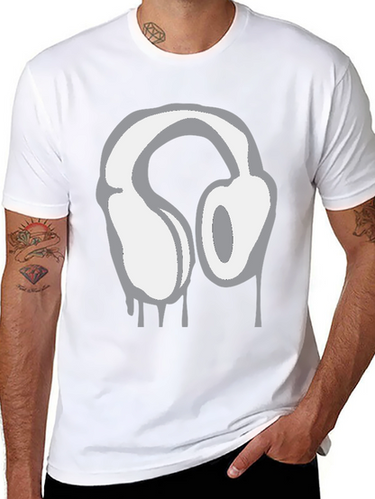 Urban Style Headphones Drip Graphic Tee - Black
