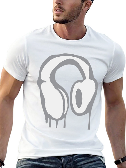 Urban Style Headphones Drip Graphic Tee - Black