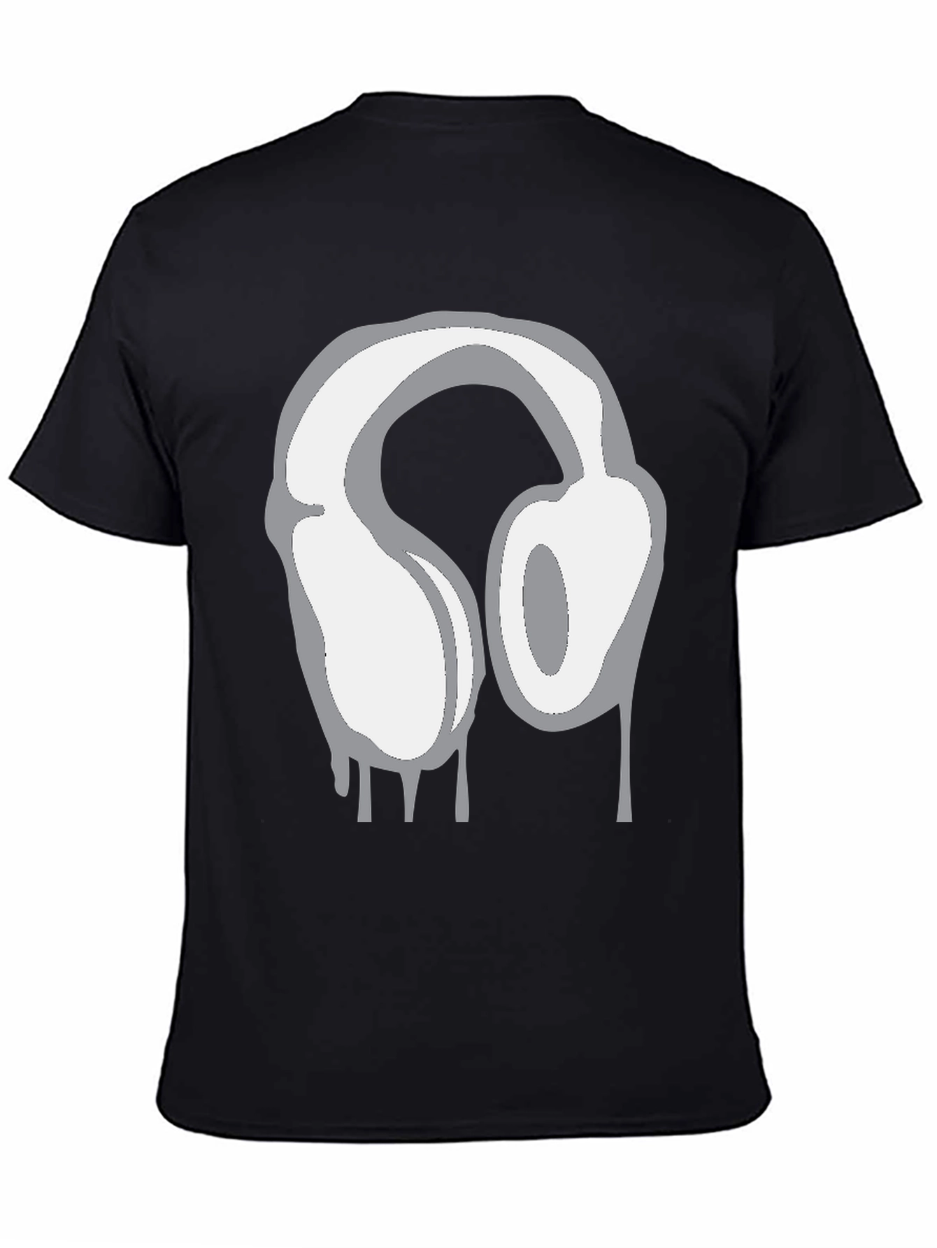 Urban Style Headphones Drip Graphic Tee - Black
