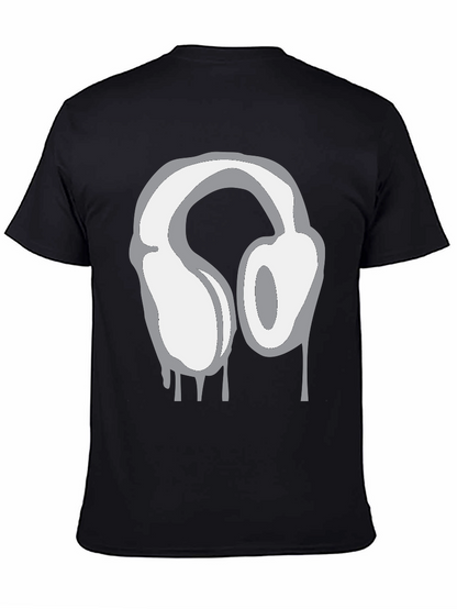 Urban Style Headphones Drip Graphic Tee - Black