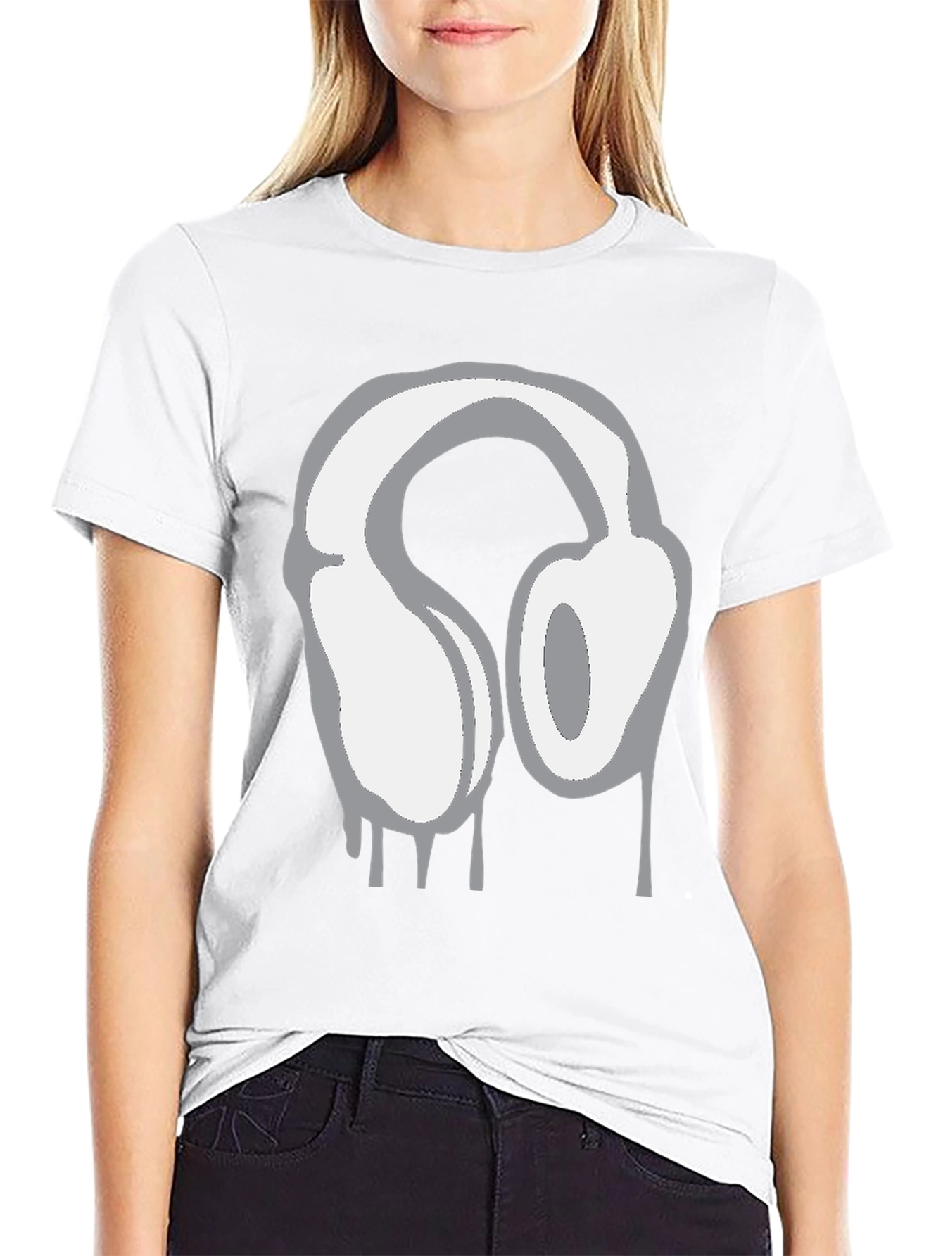 Urban Style Headphones Drip Graphic Tee - Black