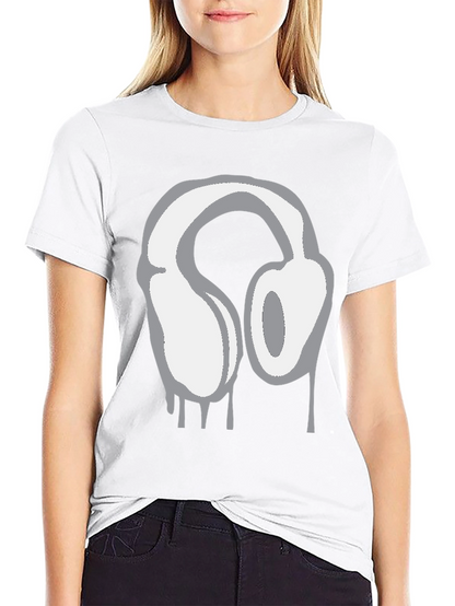 Urban Style Headphones Drip Graphic Tee - Black