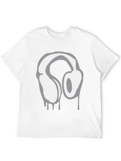 Urban Style Headphones Drip Graphic Tee - Black