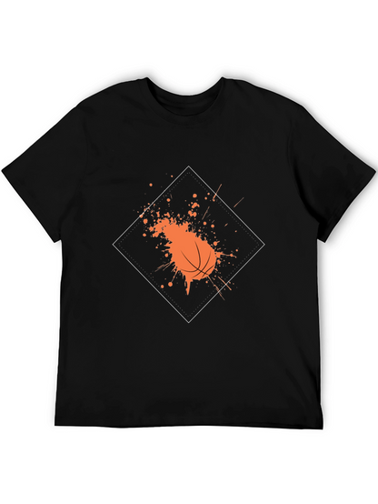 Basketball Splatter Graphic Tee - Trendy Black Shirt