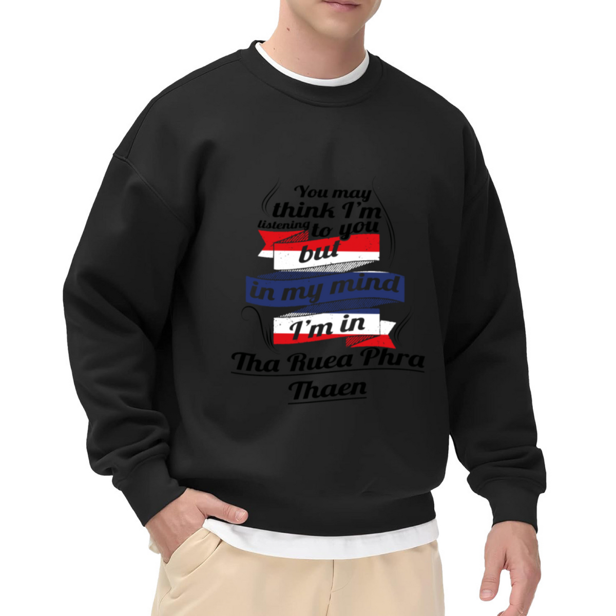In My Mind Vacation Crewneck Sweatshirt - Funny Travel Daydream Tropical Pullover