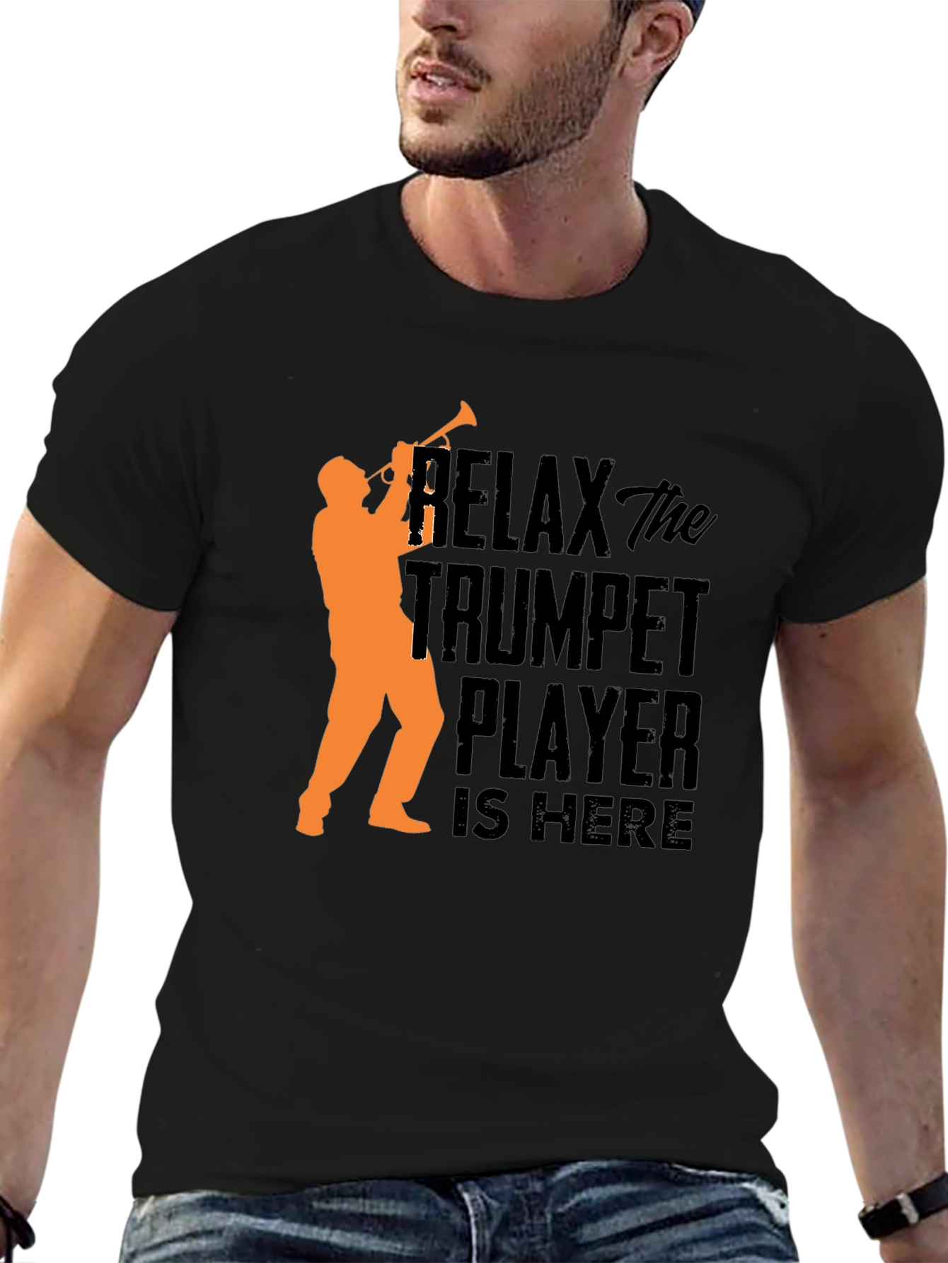 Relax Trumpet Player T-Shirt - Black