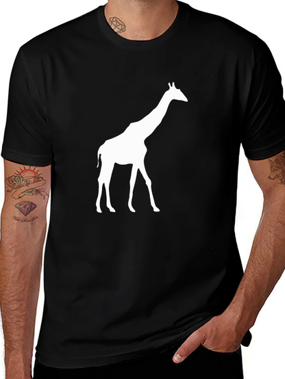 Giraffe Silhouette Black T-Shirt - Menswear