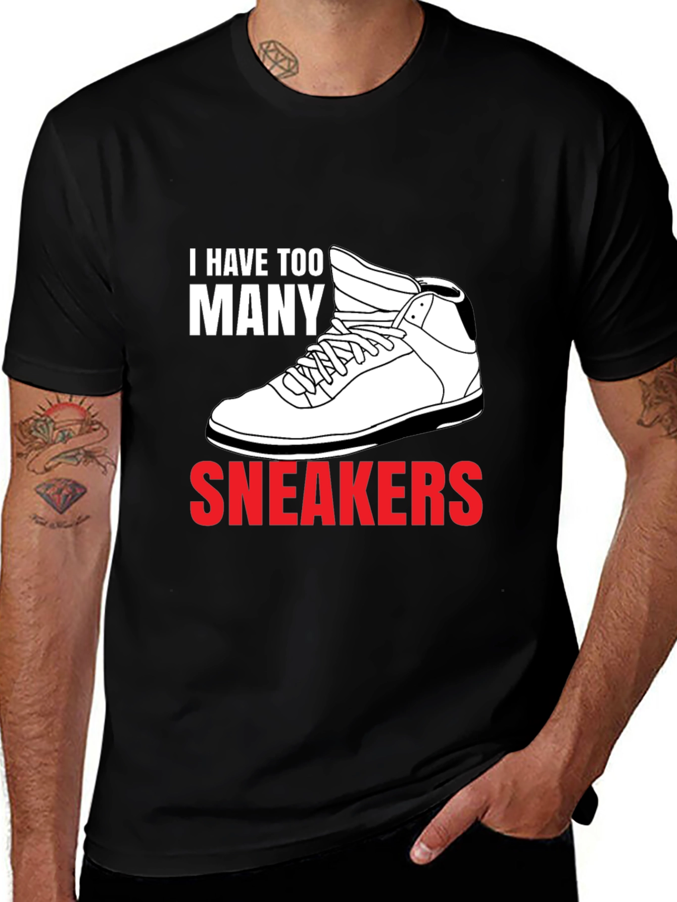 Too Many Sneakers Graphic Tee - Black Cotton
