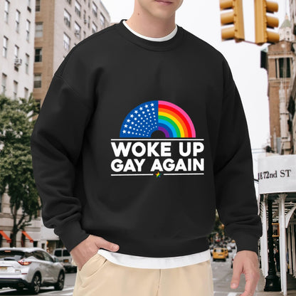 Rainbow Flag + USA "Woke Up Gay Again" Unisex Sweatshirt