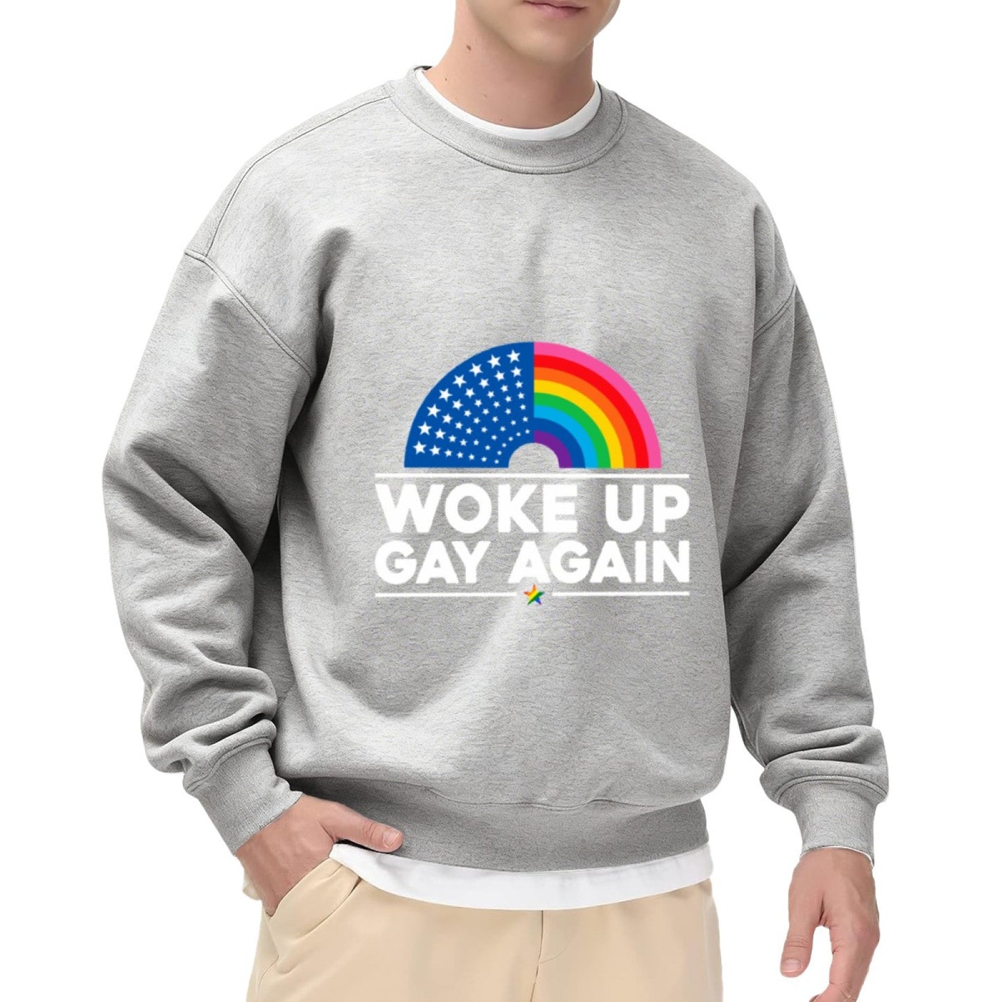 Rainbow Flag + USA "Woke Up Gay Again" Unisex Sweatshirt