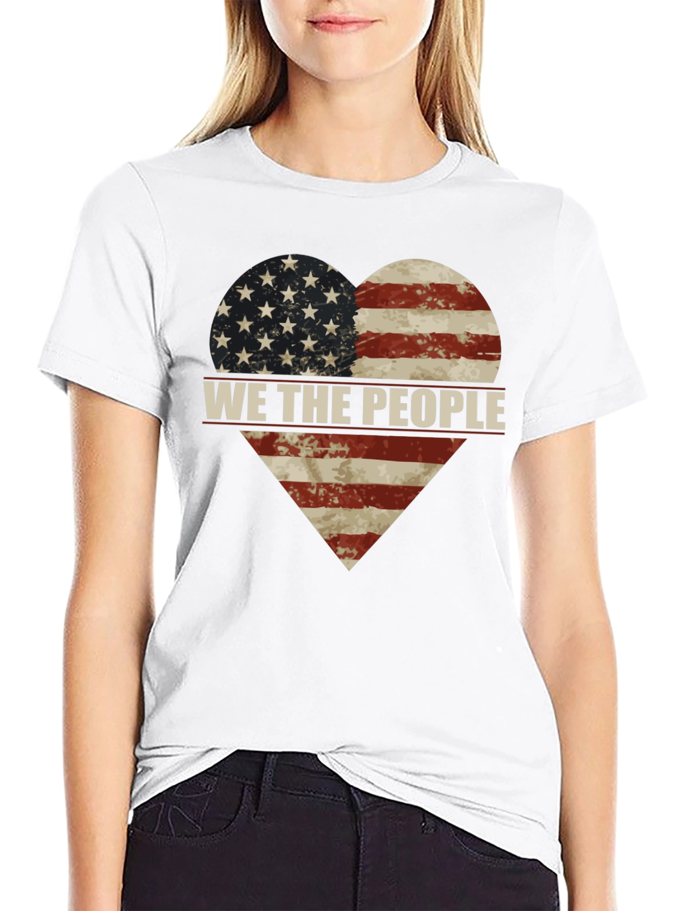 Patriotic We The People American Flag Heart T-Shirt