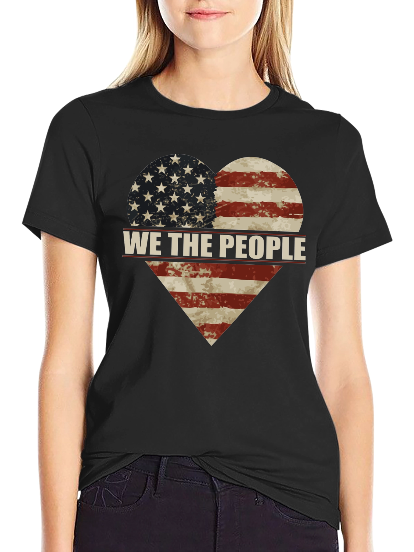 Patriotic We The People American Flag Heart T-Shirt