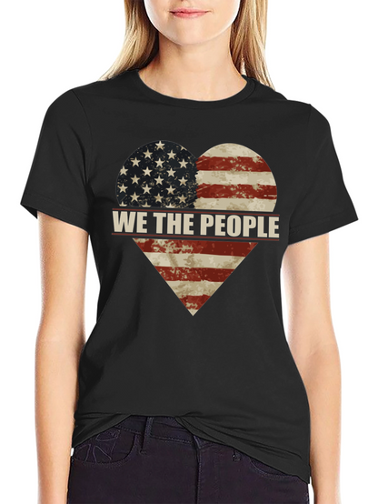 Patriotic We The People American Flag Heart T-Shirt