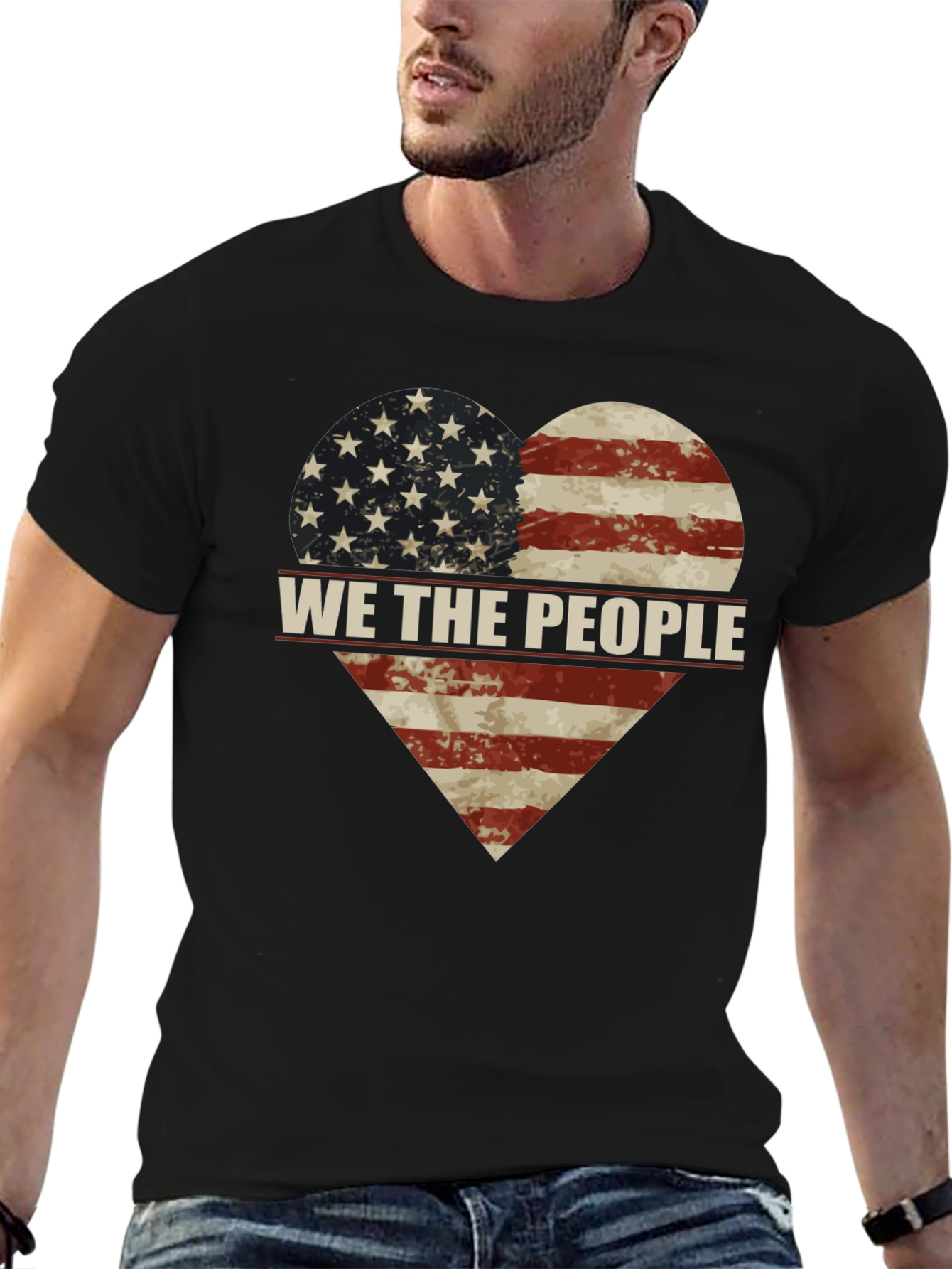 Patriotic We The People American Flag Heart T-Shirt