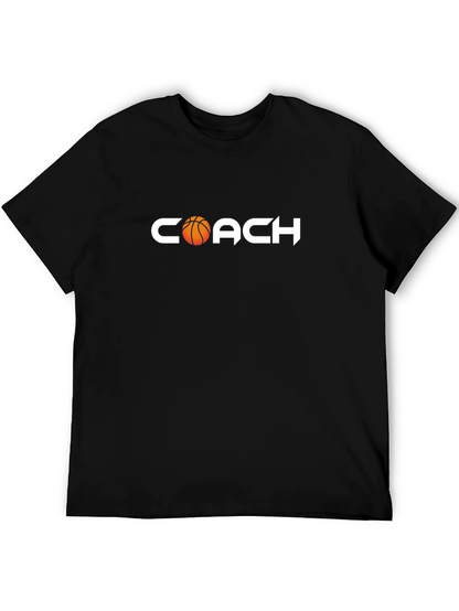 Basketball Coach Graphic T-Shirt - Black Cotton Tee