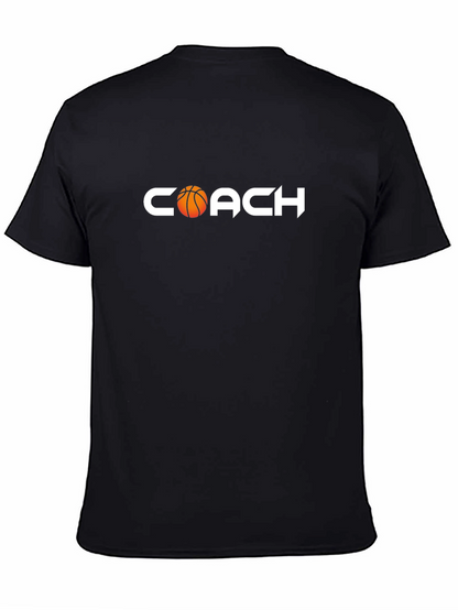 Basketball Coach Graphic T-Shirt - Black Cotton Tee