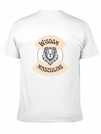 Wisdom Masculine Lion Graphic T-Shirt - Black