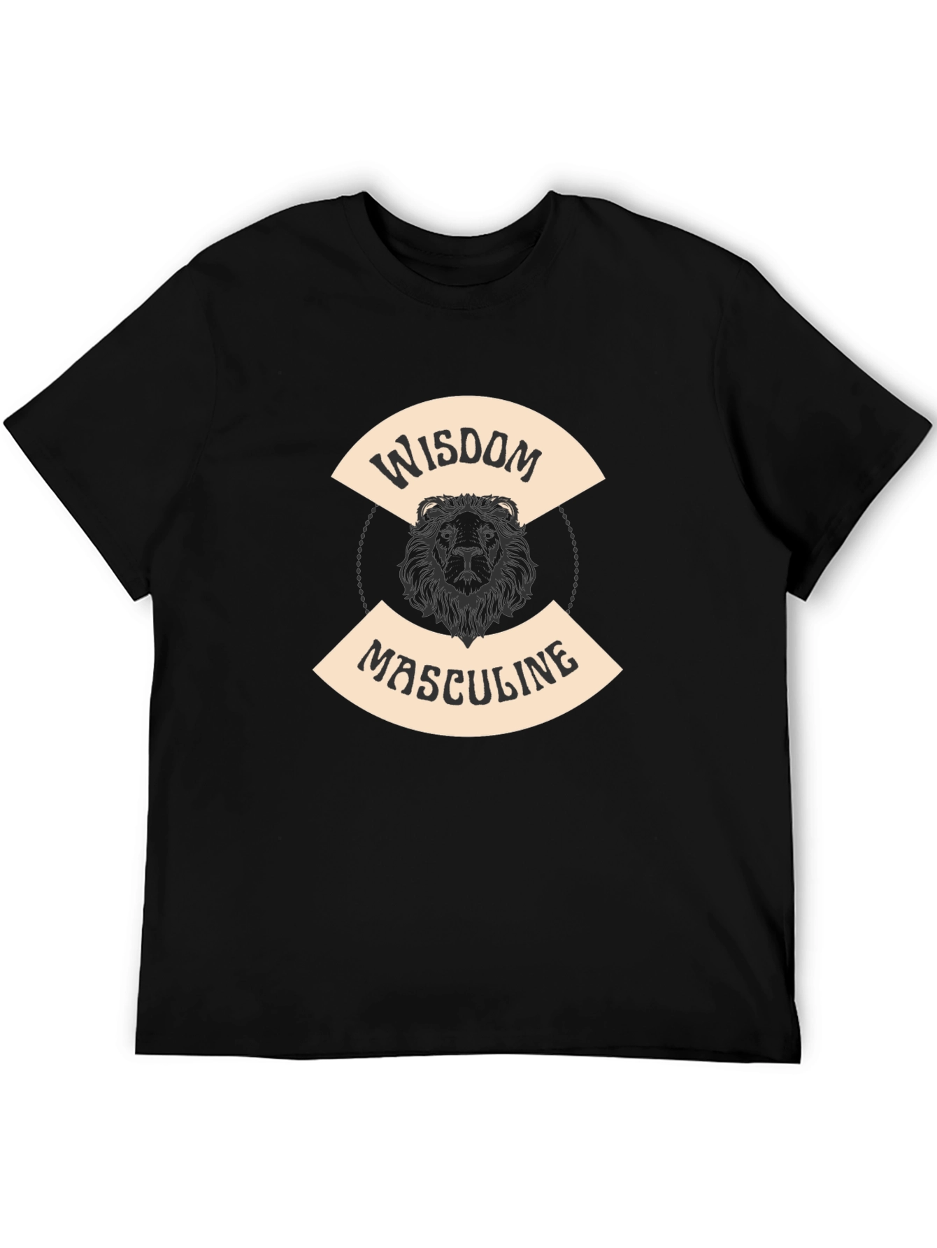 Wisdom Masculine Lion Graphic T-Shirt - Black
