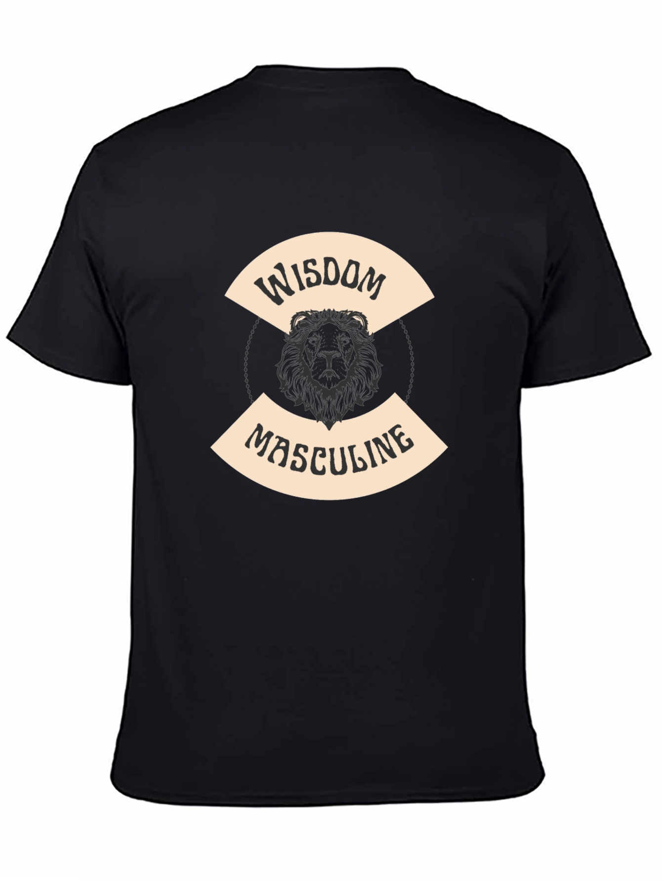 Wisdom Masculine Lion Graphic T-Shirt - Black