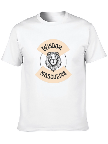 Wisdom Masculine Lion Graphic T-Shirt - Black