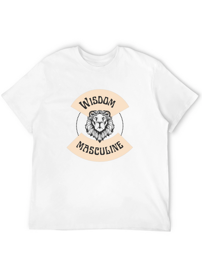 Wisdom Masculine Lion Graphic T-Shirt - Black