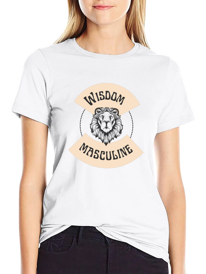 Wisdom Masculine Lion Graphic T-Shirt - Black