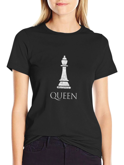 Queen Chess Piece Graphic Black T-Shirt