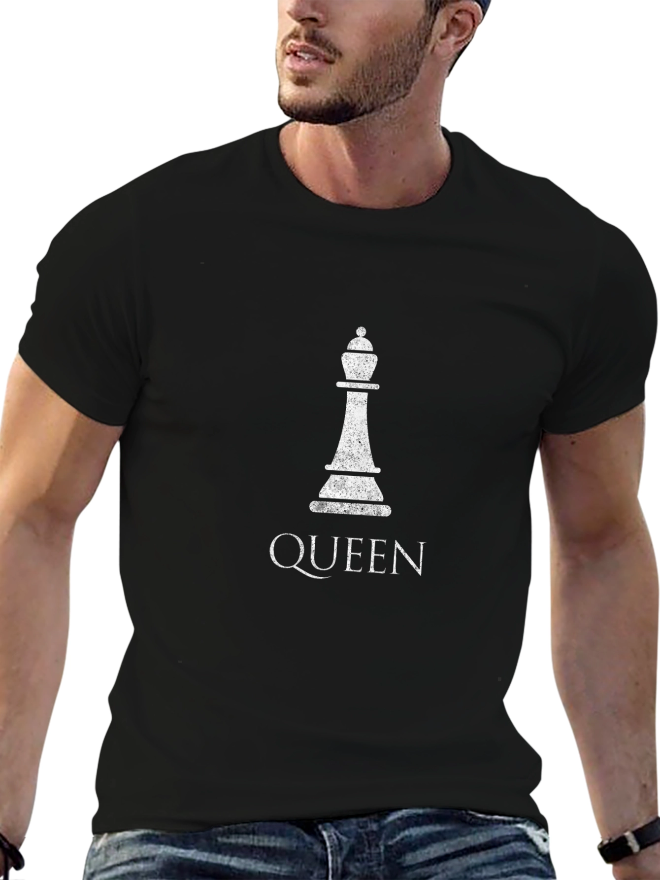 Queen Chess Piece Graphic Black T-Shirt