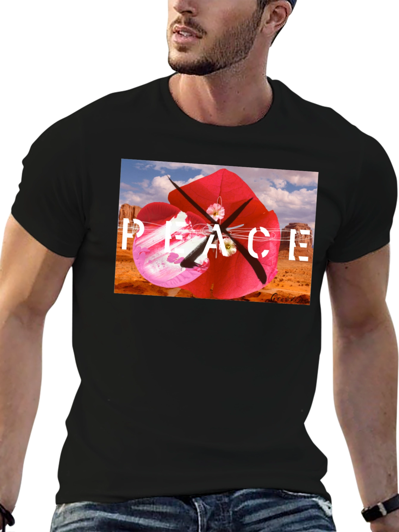 Peace Kite Black T-Shirt