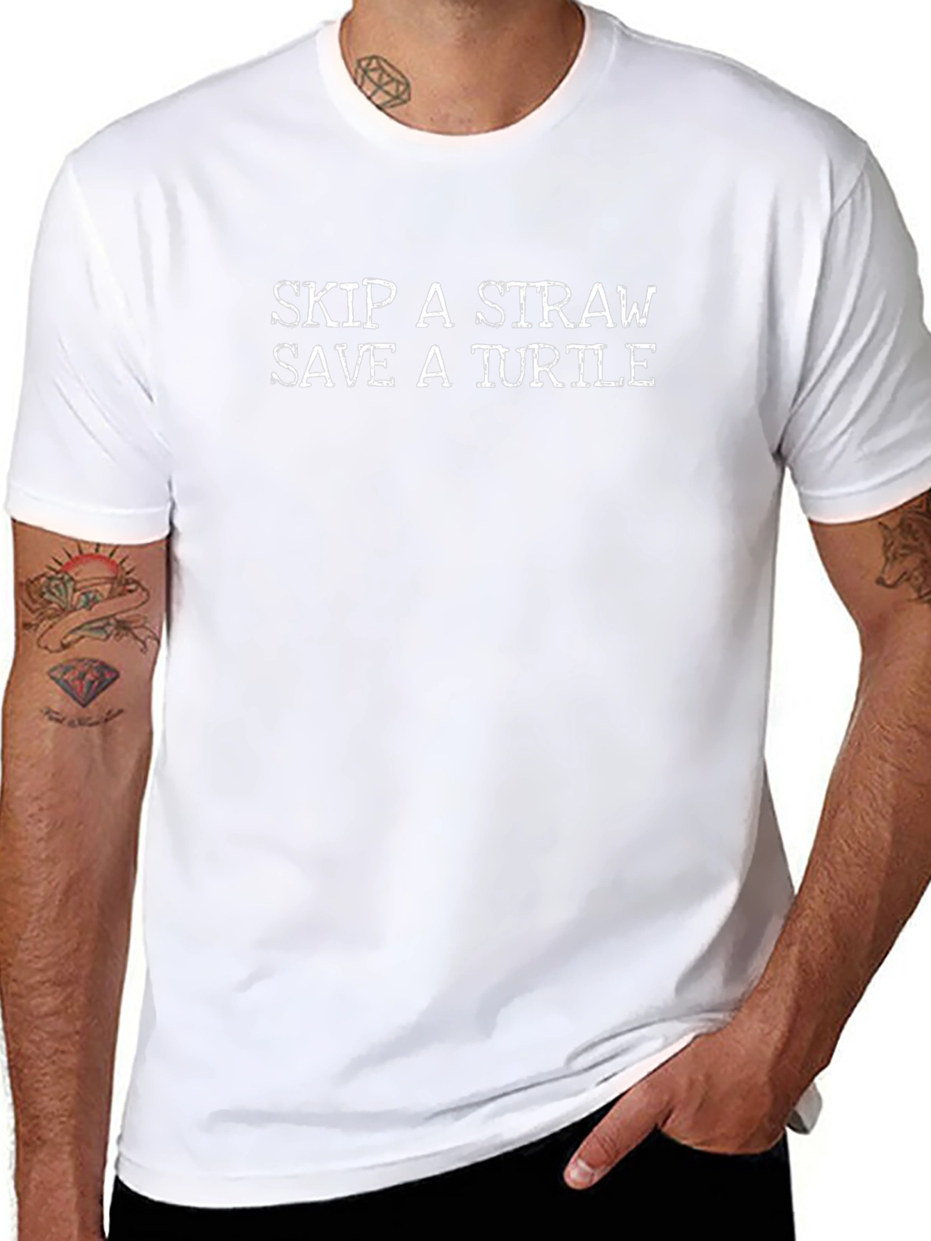 Skip A Straw Save A Turtle Black Tee