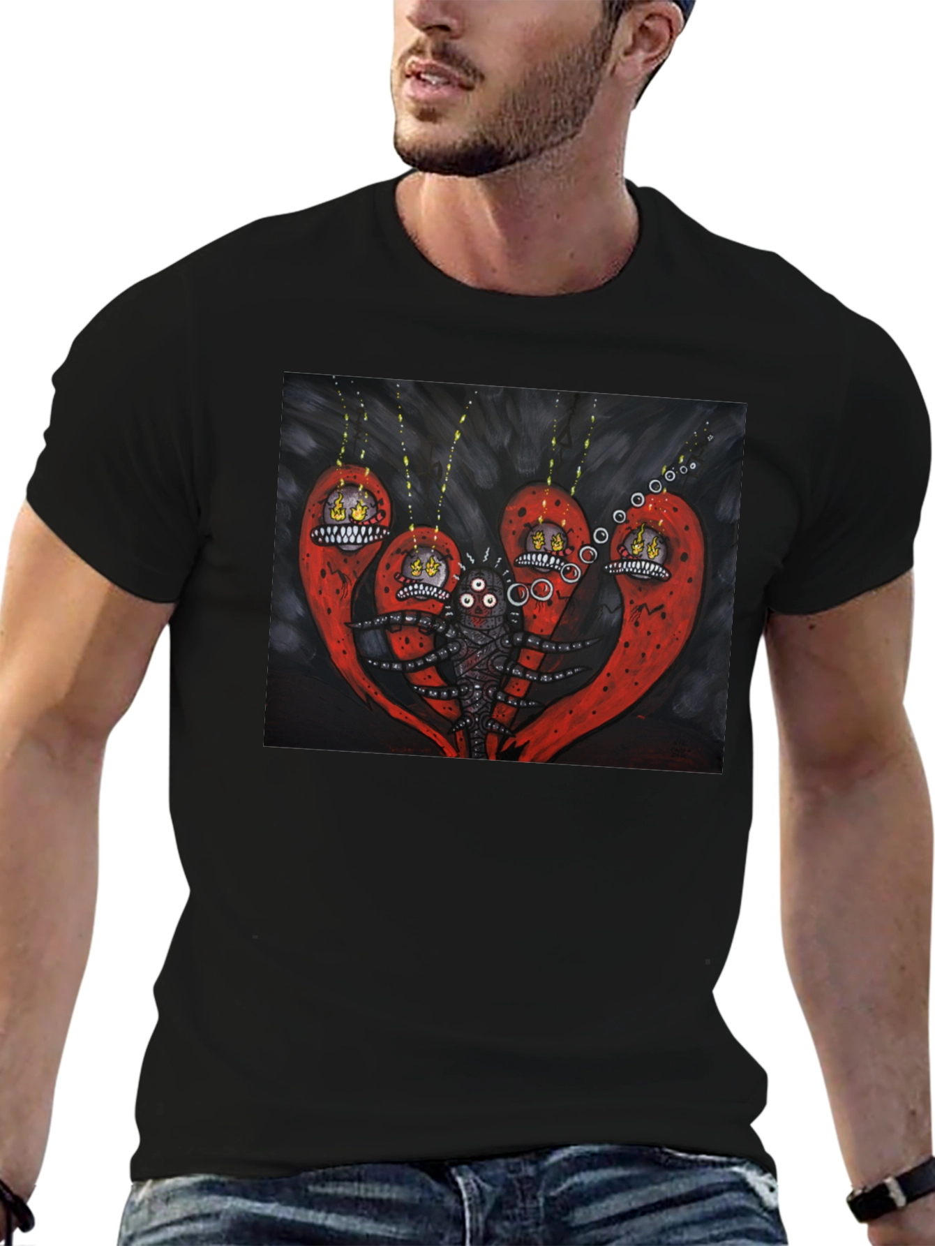 Surreal Creature Graphic Black T-Shirt