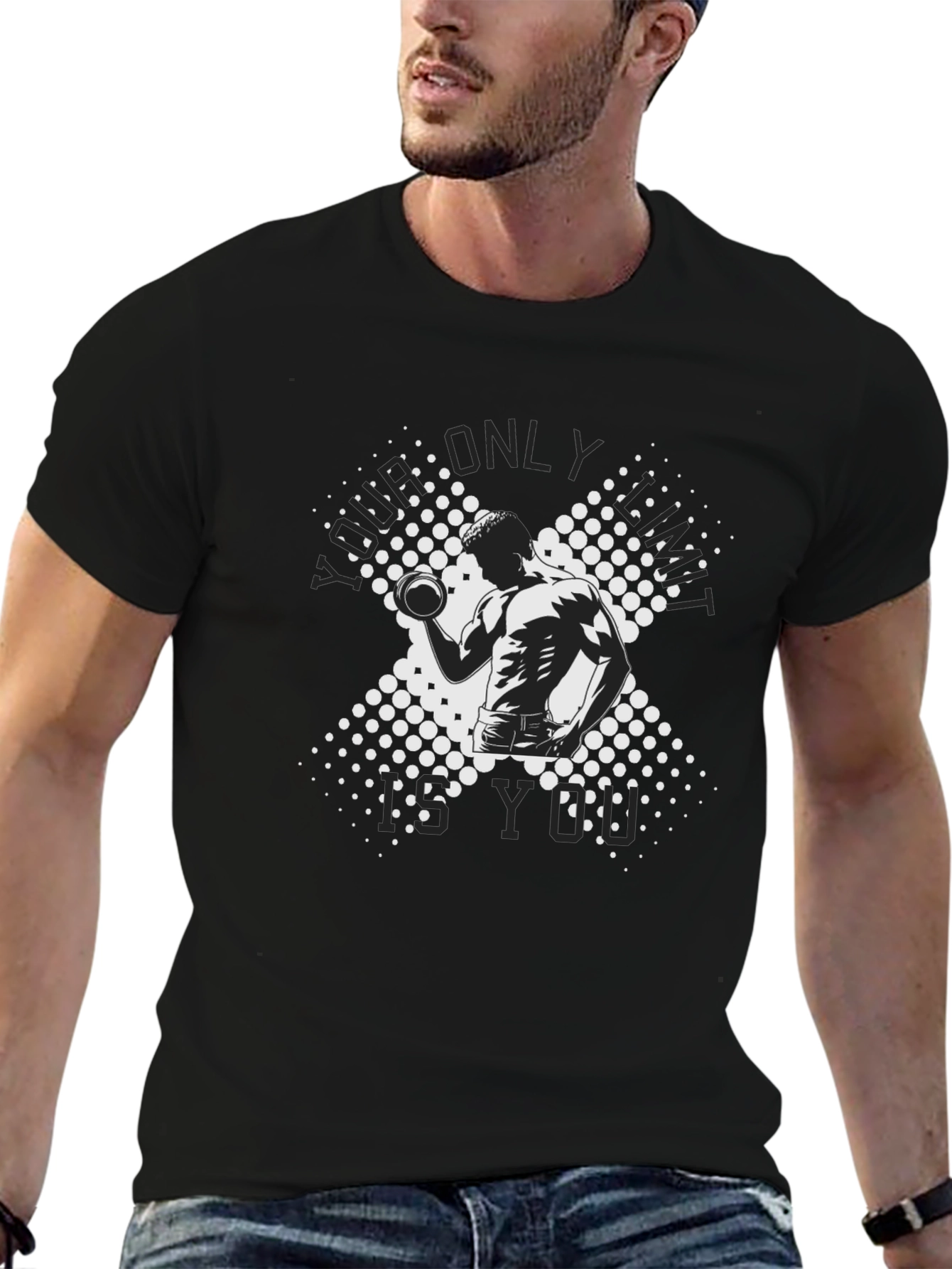 Workout Motivation Graphic Tee - Black