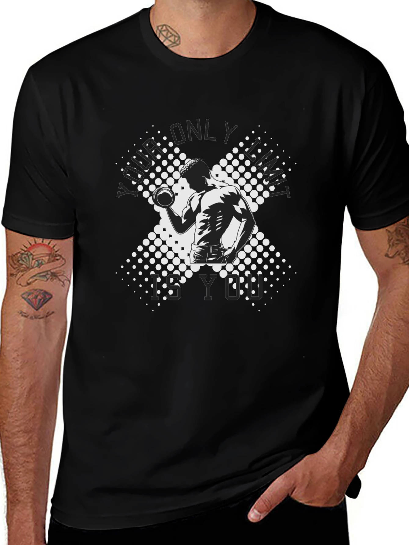 Workout Motivation Graphic Tee - Black