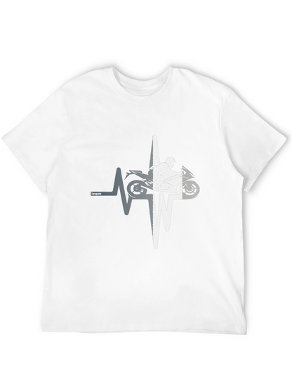 Motorcycle Heartbeat Graphic T-Shirt - Black