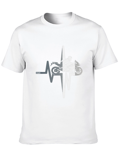 Motorcycle Heartbeat Graphic T-Shirt - Black