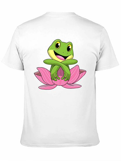 Frog in Lotus Flower Graphic T-Shirt