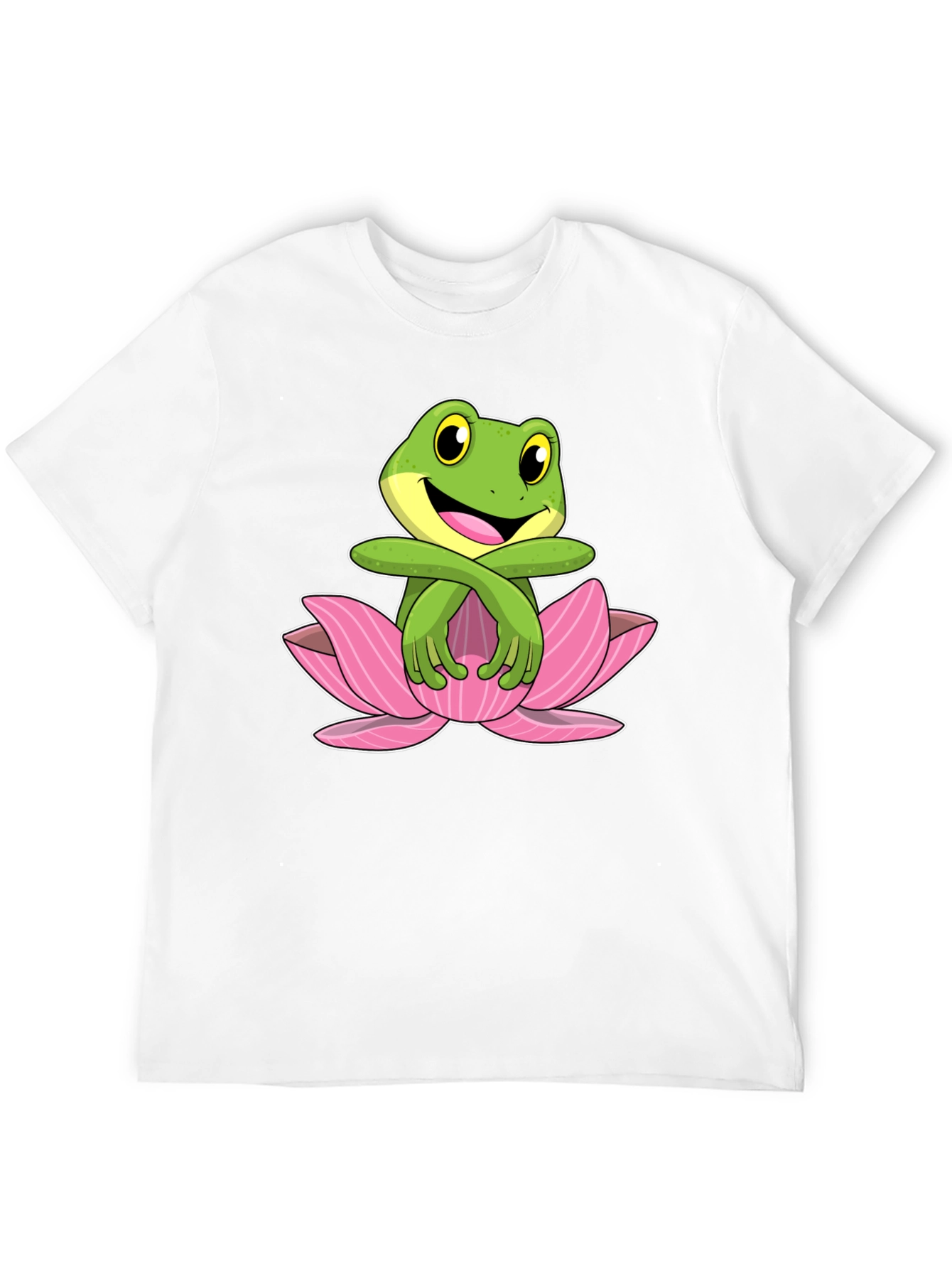 Frog in Lotus Flower Graphic T-Shirt