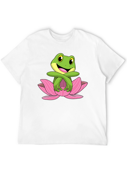 Frog in Lotus Flower Graphic T-Shirt