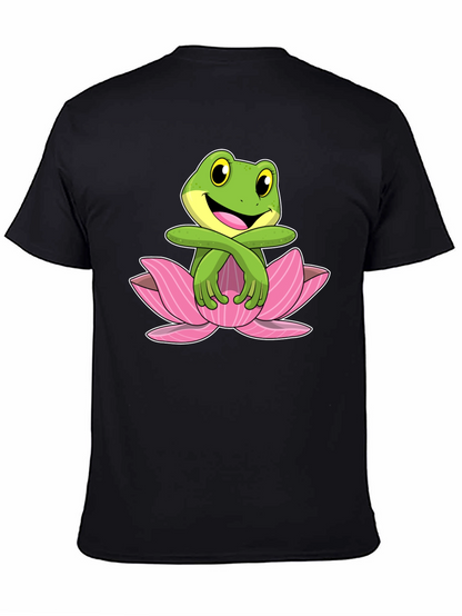 Frog in Lotus Flower Graphic T-Shirt