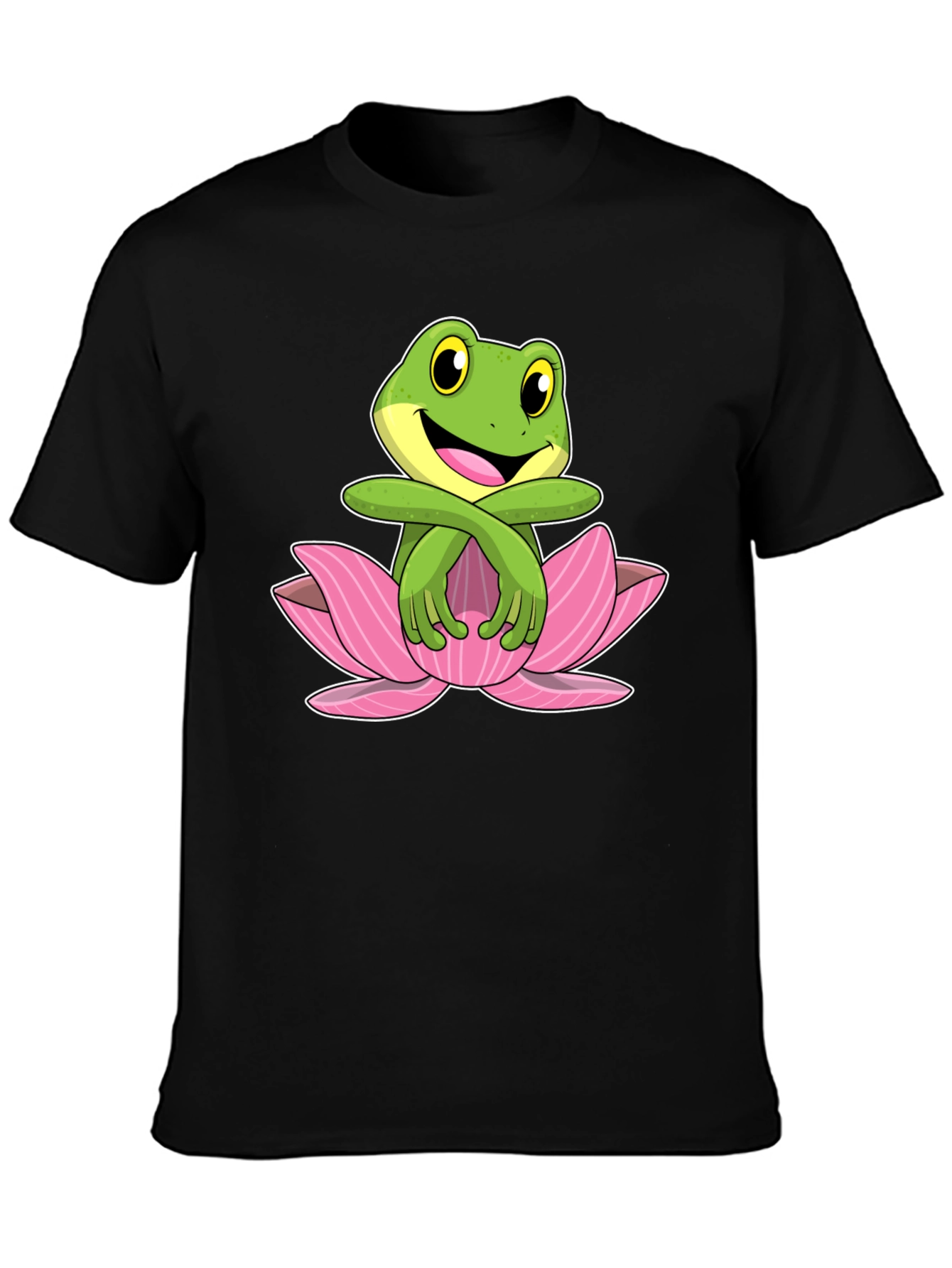 Frog in Lotus Flower Graphic T-Shirt