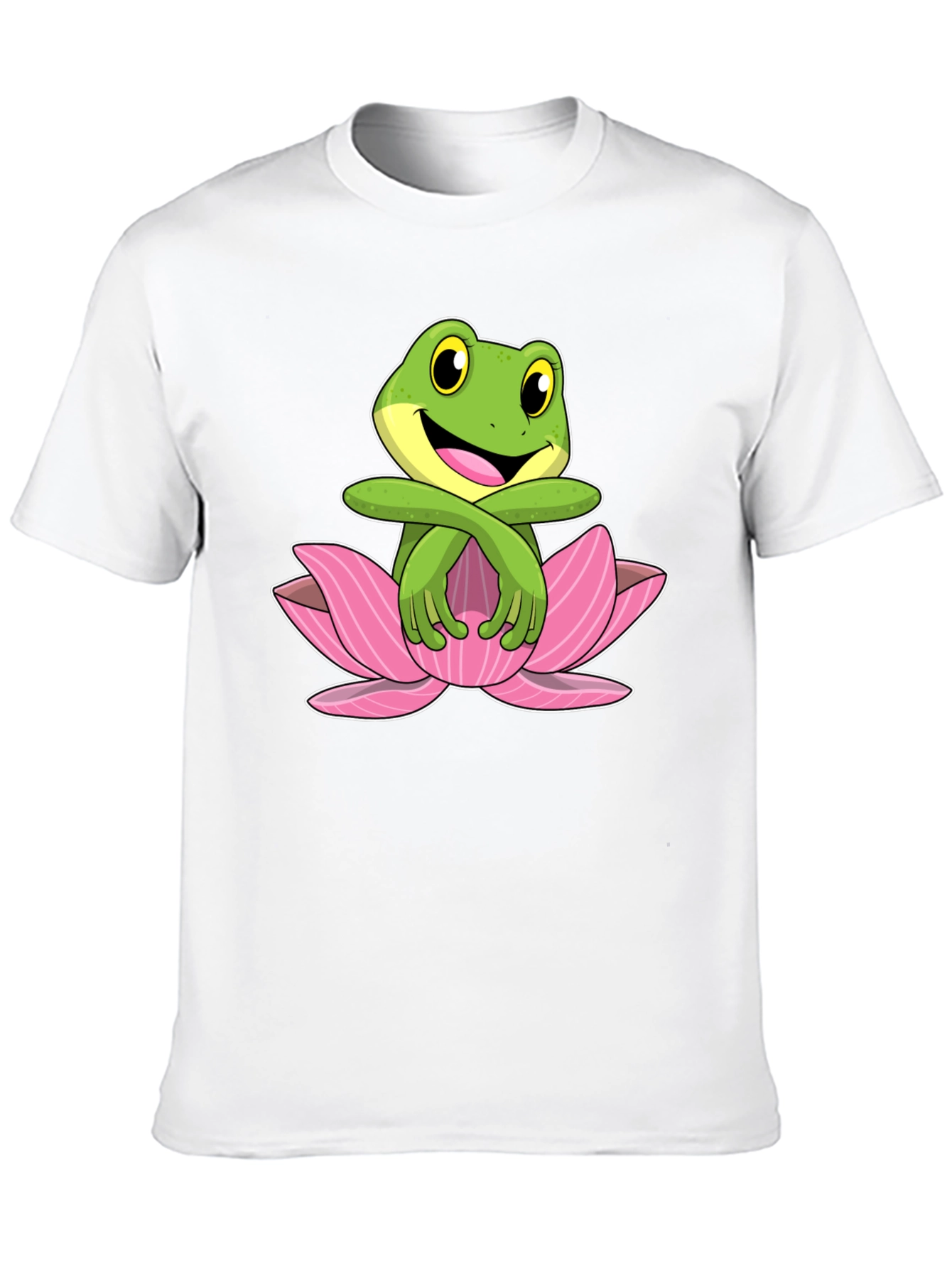 Frog in Lotus Flower Graphic T-Shirt