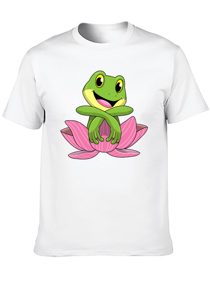 Frog in Lotus Flower Graphic T-Shirt