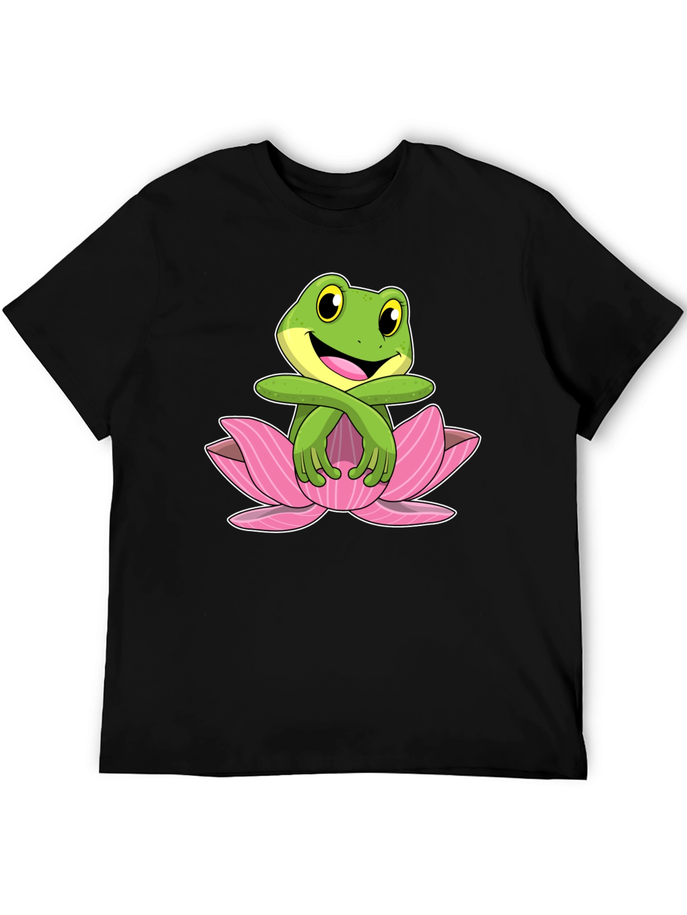 Frog in Lotus Flower Graphic T-Shirt